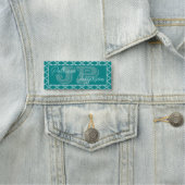 Porte-nom Monogramme bleu-vert Turquoise blanc marocain Quat (En situation)