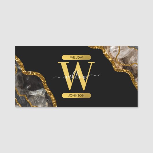 Porte-nom Monogramme de la Parties scintillant de la géode d (Devant)