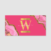 Porte-nom Monogramme de Parties scintillant de l'âge rose et (Devant)