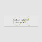 Porte-nom Monogramme de script sophistiqué initial moderne (Devant)