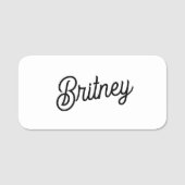 Porte-nom Monogramme et nom personnalisés en noir moderne (Devant)