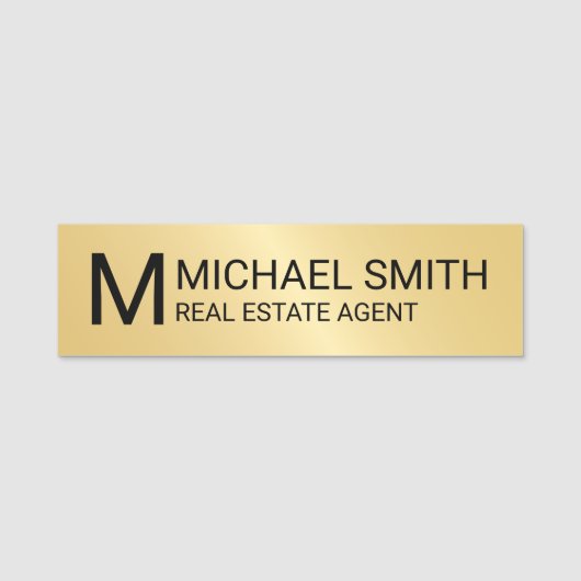 Porte-nom Monogramme et nom personnalisés Gold Professional (Devant)