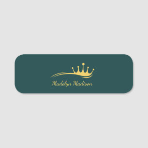 Porte-nom Monogramme Gable Vert Avec Couronne Moderne Minima