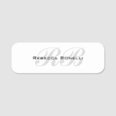Porte-nom Monogramme gris blanc Nom Initiales Simple Style (Devant)