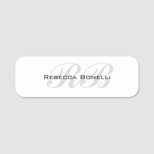 Porte-nom Monogramme gris blanc Nom Initiales Simple Style
