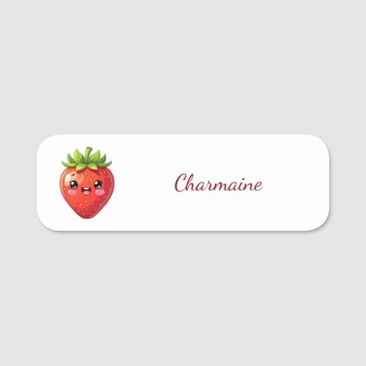 Porte-nom Monogramme jolie fraise kawaii (Devant)