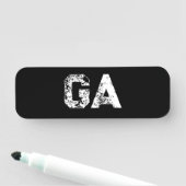 Porte-nom Monogramme Lettres Initiales Noir Blanc Simple Uni (En situation)
