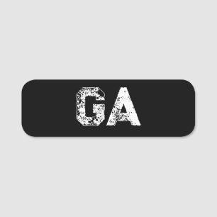 Porte-nom Monogramme Lettres Initiales Noir Blanc Simple Uni