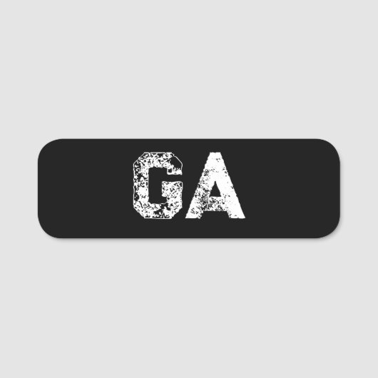 Porte-nom Monogramme Lettres Initiales Noir Blanc Simple Uni (Devant)