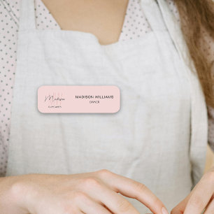 Porte-nom Monogramme Logo Boulangerie rose
