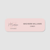 Porte-nom Monogramme Logo Boulangerie rose (Devant)