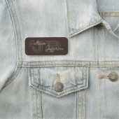 Porte-nom Monogrammé Mocha Dark Brown Beau manuscrit (En situation)