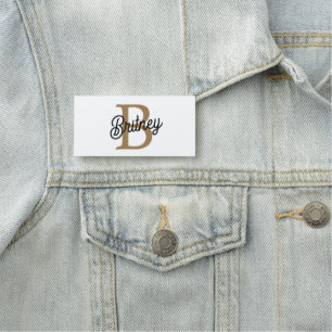 Porte-nom Monogramme moderne élégant Nom Black Gold Script