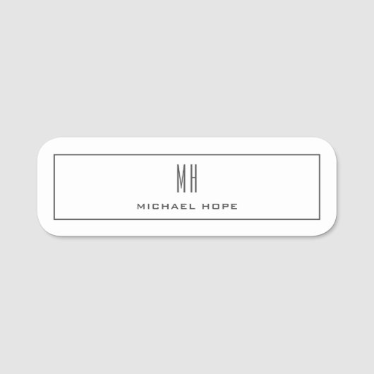 Porte-nom Monogramme moderne Initiales Professional Plain Si (Devant)