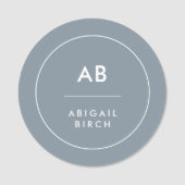 Porte-nom Monogramme Moderne Minimale Gris Bleu Dusky (Devant)