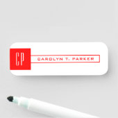Porte-nom Monogramme moderne Professionnel Nom simple Rouge (En situation)