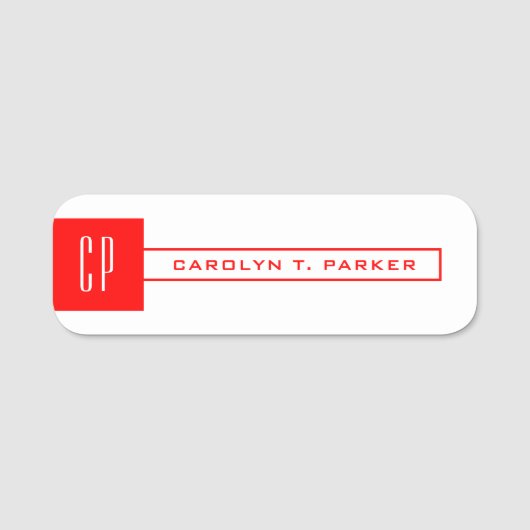 Porte-nom Monogramme moderne Professionnel Nom simple Rouge (Devant)