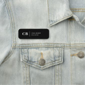 Porte-nom Monogramme moderne tendance noir et blanc (En situation)