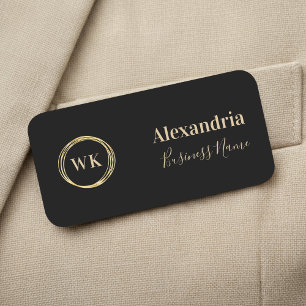Porte-nom Monogramme Noir employé