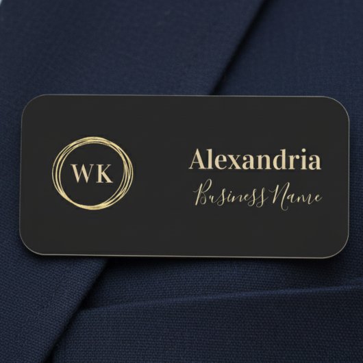 Porte-nom Monogramme Noir employé