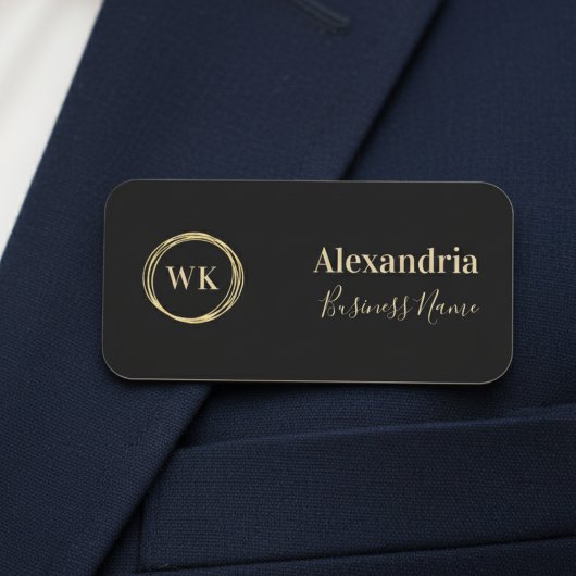 Porte-nom Monogramme Noir employé