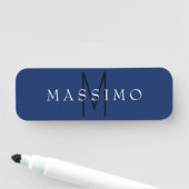 Porte-nom Monogramme Noir Professionnel Bleu Votre Nom (En situation)