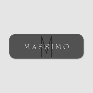 Porte-nom Monogramme Noir Professionnel Gris Votre Nom