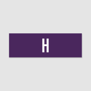 Porte-nom Monogramme Nom Propre Initial Minimaliste Bleu Min