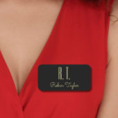 Porte-nom Monogramme Or Noir Élégant Classic Minimal