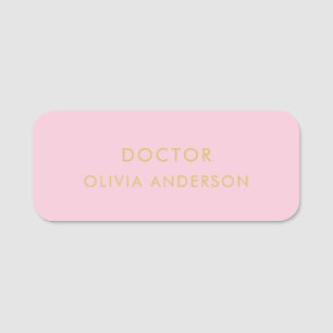 Porte-nom Monogramme or rose rose rose minimaliste moderne