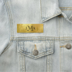 Porte-nom Monogramme personnalisé métal or