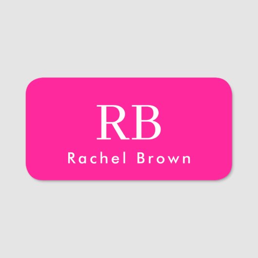 Porte-nom Monogramme rose chaud Élégant féminin Minimaliste (Devant)