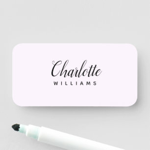 Porte-nom Monogramme rose pastel moderne minimaliste - étiqu