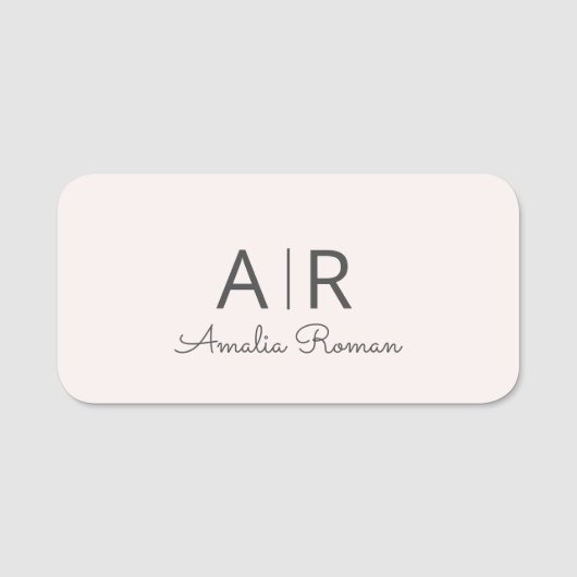 Porte-nom Monogramme rose personnalisé (Devant)