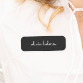 Porte-nom Monogramme tendance | Script noir moderne
