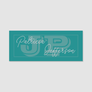 Porte-nom Monogramme Turquoise bleu vert : Calligraphie manu