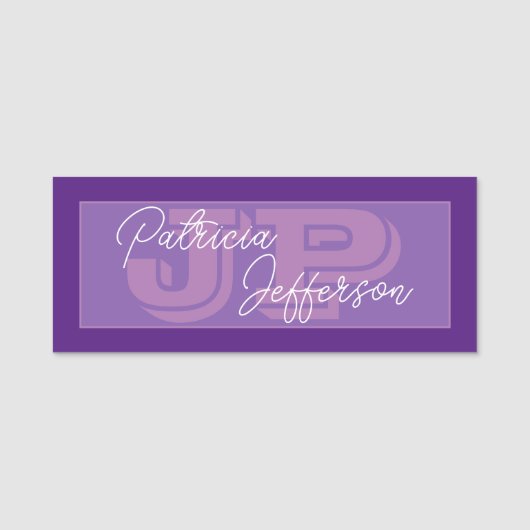 Porte-nom Monogramme violet violet de lavande : filigrane (Devant)