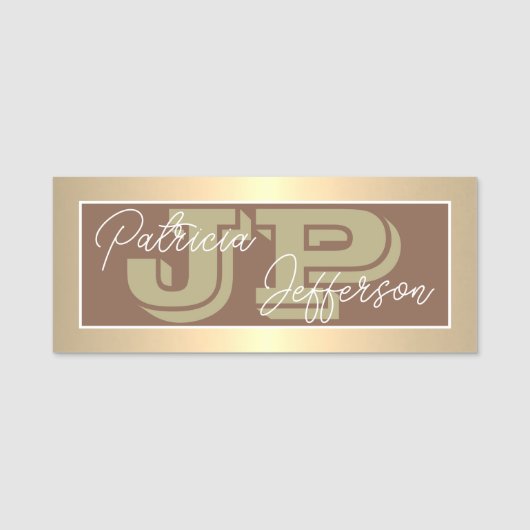 Porte-nom Monogrammed Russet Brown Luxe Or : Professionnel (Devant)