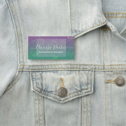 Porte-nom Monstère Exotique Tropicale Feuilles violet vert O (En situation)