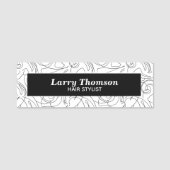 Porte-nom Motif Abstrait minimaliste noir classique (Devant)