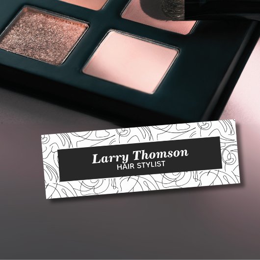 Porte-nom Motif Abstrait minimaliste noir classique