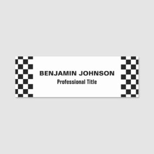 Porte-nom Motif Checkered noir et blanc