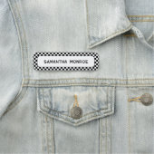 Porte-nom Motif chèque noir et blanc (En situation)