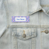 Porte-nom motif damassé floral bleu (En situation)