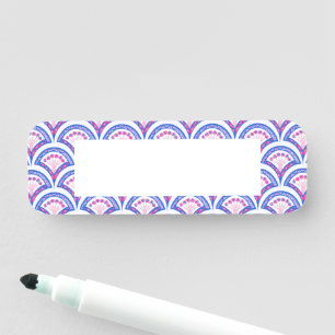 Porte-nom motif damassé floral bleu