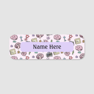 Porte-nom Motif de neurosciences mignon