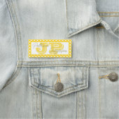 Porte-nom Motif de treillis jaune vif Monogramme Script (En situation)