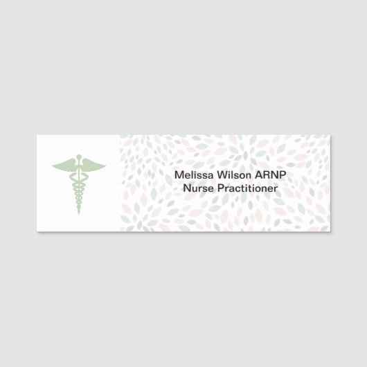 Porte-nom Motif élégant de caducée de praticienne (Devant)