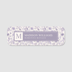 Porte-nom Motif floral aquarelle lavande violet fleurs