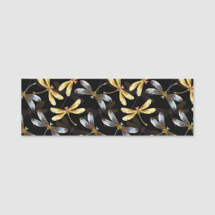Porte-nom Motif sans couture avec libellules d'or